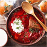 Борщ с мясом и сметаной