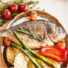 Дорада с печёными овощами